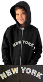 Kids NY Applique Black Hoodie