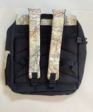 Multi-Feature Black Backpack w Beige Map flaps