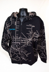 Black All Over Map Hoodie