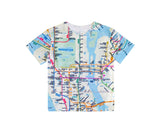 Kids All-Over Map Tee | NYC Subway Line | All-over NYC subway map Toddler Tee featuring front, back, and sleeve designs with a soft, silky feel, 100% Soft Polyester Tee for Toddlers